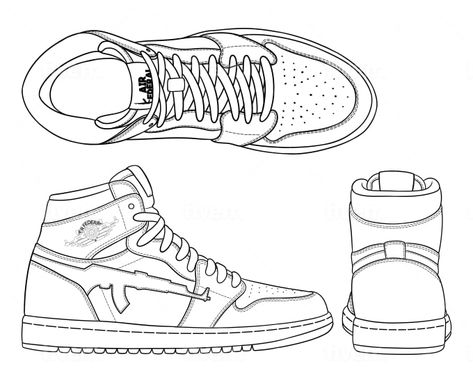 Shoe Design Sketches Sneakers, Shoes Template, Shoe Drawings, Drawing Still Life, Sneakers Sketch, Beginners Drawing, Drawing Ideas For Beginners, Sneakers Illustration, Shoe Template