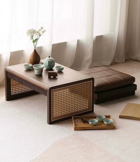 Bedside and Coffee Tables – Forplanetsake Wood And Rattan Furniture, Wood Coffee Table Minimalist, Low Height Coffee Table, Innovative Coffee Table, Low Block Coffee Table, Beige Couch Coffee Table, Rattan Table Decor, Small Table Aesthetic, Low Table Decor