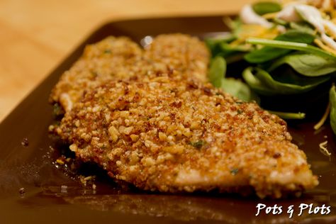 Nut Crusted Fish, Roasted Broccoli And Carrots, Fried Chicken Ingredients, Pecan Crusted Chicken, Crusted Fish, Baked Fried Chicken, Walnut Crust, Crusted Tilapia, Chicken Menu