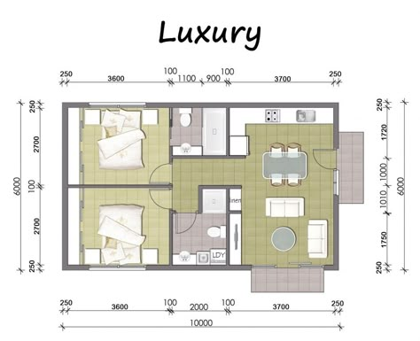 Granny Flat Plans, Ormanlık Alan, Flat Plan, Plan Chalet, Bedroom Small, House Bedroom, Casa Container, Apartment Plans, Cottage Plan