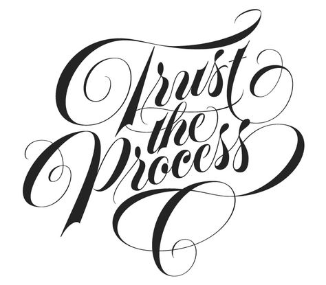 This project started because of a conversation I had with a couple of old friends.In this particular gathering, the topic of trust was brought up. Yes, the same kind of trust amongst friends or a significant other, but in the context of the design proce… Trust The Process Design, Trust The Process Tattoo Ideas, Embroidery Phrases, Trust The Process Tattoo, Process Tattoo, Faith Tattoo Designs, Black Flash Tattoos, Tattoo Font For Men, Clever Logo Design