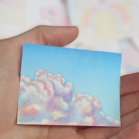 Cloud Marker Drawing, Cloud Drawing Color Pencil, Cloud Drawing Watercolor, Color Pencil Clouds, Rainbow Clouds Painting, Clouds Colored Pencil, Pencilcolor Art, Cloud Watercolor, Sketch Cloud