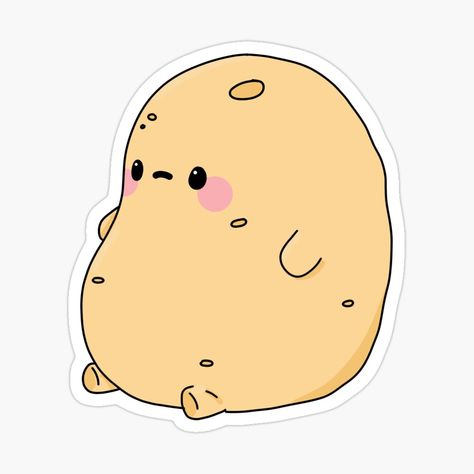 Cute Kawaii Potato - Lazy Sitting Sad Potato by Annisa Yuwanda | Redbubble Potato Drawing, Potato Sticker, Kawaii Potato, Kawaii Cat Drawing, Cute Potato, Kawaii Tattoo, Brown Hairstyles, Cute Doodles Drawings, Funny Drawings