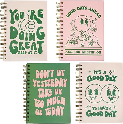 Amazon.com : Pink Green Aesthetic Hardcover Notebooks for Work, Cute Notebooks for School 4 Pack, Retro Notebooks College Ruled, A5 Cute Spiral Journal for Women, Back to School Notebook for Kids, 160 Pages : Office Products Pink Green Aesthetic, Cute Notebooks For School, Notebooks For School, Pastel Notebook, Cute Spiral Notebooks, School Journals, Pretty Stationery, Soft Cover Journal, Spiral Journal