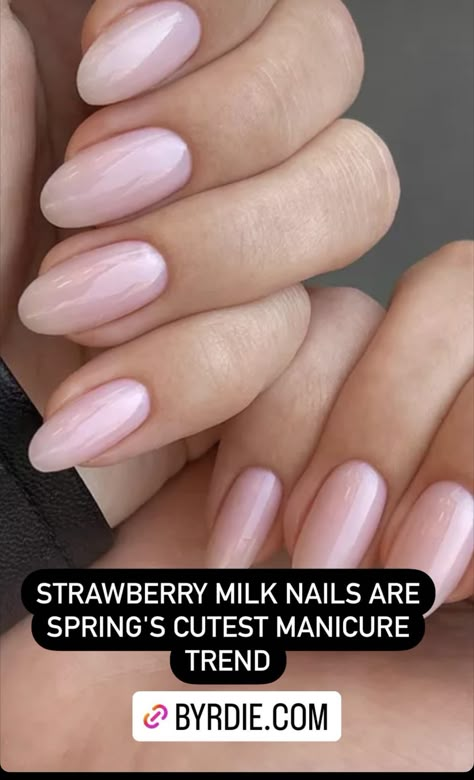 Milky Strawberry Nails, Pink Gel Nails Opi, Strawberry Milkshake Nails, Milky Rose Nails, Strawberry Milk Nails, Nail Colors Pink, Nails Strawberry, Secret Nails, Gel French Manicure