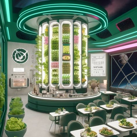 iFarm Cafe in Space 🚀 We asked AI to create a vision of the iFarm space cafe because there are no limits to our plans 🫢. We don’t know when it could be opened, but we like the concept 🧑‍🚀👩‍🚀 Will you come to the opening?☕️ #iFarmCafe, #SpaceCafe, #FutureConcept, #Innovation, #AI, #NoLimits, #Visionary, #SpaceTravel, #AstronautLife, #CulinaryInnovation Future Restaurant Technology, Fantasy Cafe Interior, Futuristic Grocery Store, Green Space Architecture, Futuristic Cafe, Cafe Plan, Sea Life Creatures, Farming Technology, Green Cafe