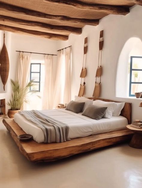 Mexican Style Beach House, Modern Mexican Home Decor Bedroom, Spanish Interior Decor, Bedroom Mexican Style, Modern Mexican Boho Decor, Desert House Interior Design, Mexican Modernism Bedroom, Mexico Inspired Bedroom, Mexican Modern Bedroom