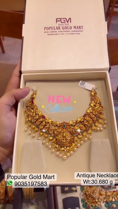 POPULAR GOLD MART | 22ct 916 BiS Hm antique gold necklace with semi precious stones and pearls from @popular_gold_mart Dm/WhatsApp for enquiries /bookings… | Instagram Small Gold Necklace Indian Jewellery Designs, Necklace Models Gold, Stone Necklace Gold Indian, Short Necklace Gold Indian, Necklace Designs Gold Indian, Gold Earrings Studs Simple, Akshay Tritiya, Short Gold Necklace, Pretty Gold Necklaces