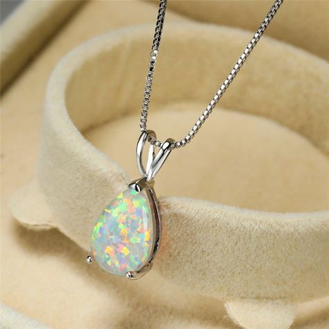 Boyfriend Girlfriend Necklaces, Hidden Feelings, Opalite Necklace, Fire Opal Necklace, Opal Pendant Necklace, Green Opal, Opal Stone, Gifts For Wedding Party, Water Drop