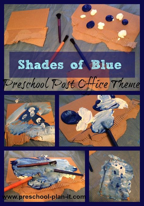 A Post Office Preschool Theme! So many activities!!! Come check out the preschool lesson plans on this page!  Shades of Blue is one of our favorites! Post Office Art Preschool, Post Office Crafts For Toddlers, Post Office Activities For Toddlers, Post Office Crafts For Preschool, Mailman Crafts Preschool, Mailman Crafts, Post Office Preschool, Post Office Activities, Science Activities For Preschoolers