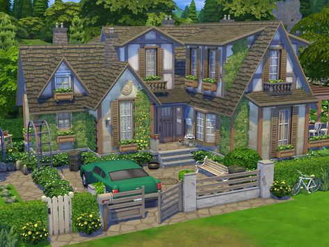 Sims 4 Cozy Cottage, Rustic House Exterior, Sims 4 Cottage, Big Cottages, Woodland Cottage, Woodland House, Sims Builds, Build Inspiration, Sims 4 House Building