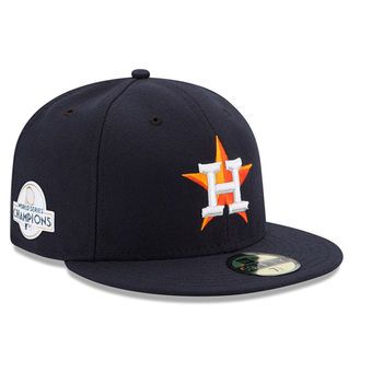 Houston Astros New Era 2017 World Series Champions Side Patch Home 59FIFTY Fitted Hat - Navy Astros Cap, Astros Hat, Jackie Robinson Day, Mlb Postseason, Nationals Baseball, Jackie Robinson, Men's Hats, 60th Anniversary, New Era 59fifty