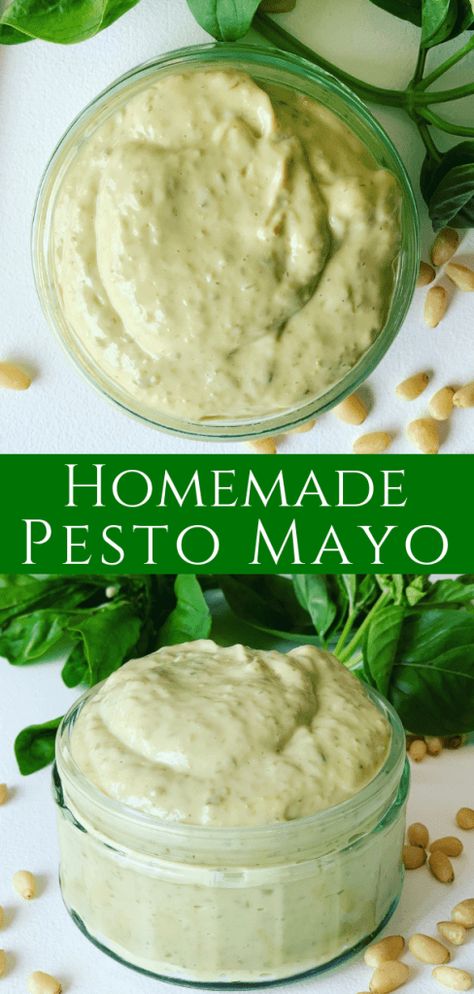 Pesto Mayo is such an easy way to boost your sandwiches up another notch, or as an easy dip for potato wedges. An Italian inspired condiment made in minute! Homemade Pesto Mayo Mayo Pesto Sauce, Pesto Sauce For Sandwich, Pesto Mayo Sandwich, Pesto Mayo Recipe, Dip For Potato Wedges, Mayo Pesto, Pesto Mayo, Pesto Dip, Easy Dip