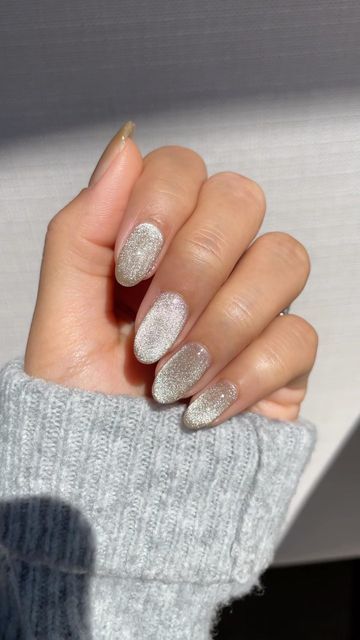 Velvet Sparkle Nails, Velvet Magnetic Nails, Velvet Glitter Nails, Cat Magnetic Nails, Magnet Polish Nails, Silver Velvet Nails, Cat Eye Silver Nails, Magnetic Polish Nails, Silver Magnetic Nails