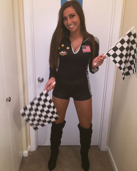 Formula 1 Drivers Costume, Racecar Driver Costume Women, Flag Girl Costume Race, Race Car Costume For Women, Race Car Driver Halloween Costume Couple, Nascar Costume Women, Racer Costume Woman, Race Driver Costume, Racer Halloween Costumes