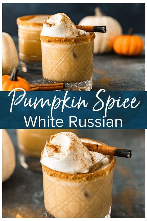 Pumpkin Spice White Russian, White Russian Cocktail, Pumpkin Spice Creamer, Moscow Mules, Fall Cocktails Recipes, The Cookie Rookie, Fall Cocktail, Cookie Rookie, Thanksgiving Drinks