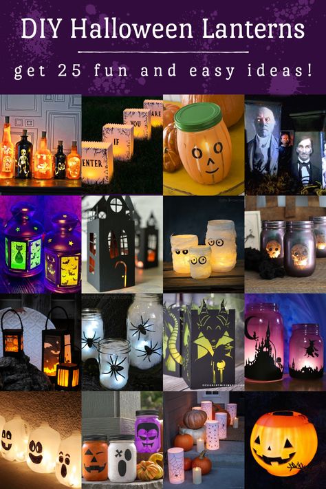 Diy Halloween Luminaries Outdoor, Halloween Paper Lanterns Diy, Diy Halloween Lantern, Halloween Lanterns Diy Kids, Halloween Lanterns Diy Decorating Ideas, Halloween Lantern Ideas, Halloween Luminaries Diy, Diy Lantern Decor, Diy Halloween Lanterns