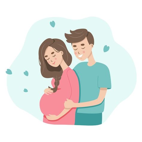 Vector vector illustration of pregnant c... | Premium Vector #Freepik #vector #pregnant-couple #pregnant #pregnant-mother #maternity Illustrated Family Portrait, Pregnancy Illustration, Parenting Photos, Pregnancy Art, Happy Husband, Caricature From Photo, Diy Birthday Gifts For Friends, Baby Illustration, Happy Parents