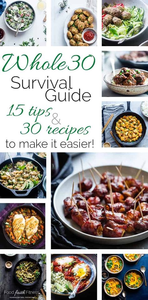 Whole30 Survival Guide - 30 Tried and True Whole30 Compliant Recipes  and 15 tips to make your 30 days a whole lot easier! | Foodfaithfitness.com | @FoodFaithFit Easy Whole 30, Whole30 Breakfast Recipes, Whole30 Breakfast, Whole30 Dinner Recipes, Easy Whole 30 Recipes, Breakfast Low Carb, Whole30 Dinners, Whole 30 Breakfast, Seafood Soup