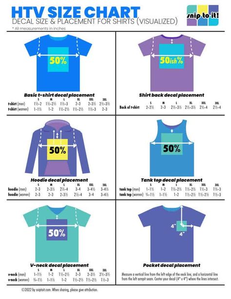 Vinyl Shirt Size Chart Logo, Hoodie Decal Size Chart, Hoodie Vinyl Size Chart, Shirt Guide For Vinyl, Vinyl Placement On Tank Tops, Decal Placement On Shirt, Logo Sizes For Shirts, Tshirt Front Design, Iron On Shirt Size Guide