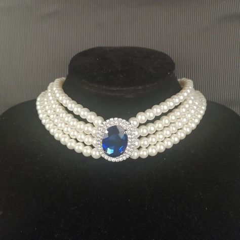 Women's 4 Row Choker Necklace Faux Pearls Blue and Clear Crystals 16 Inches. Suitable For Formal Wear And Special Occasions. Mother's Day, Easter, Wedding. See Other Jewelry, Fashion Clothes, Accessories, and Collectibles Inside This Store. Thank You For Shopping At Celestial Selections. Please Visit Again Soon. Blue Choker Necklace, Easter Wedding, Blue Choker, Chocker Necklace, Jewellery Sketches, Brooch Necklace, Pearl Choker Necklace, Crystal Brooch, Blue Gems