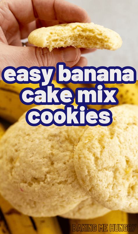 Gluten Free Banana Cookies 3 Ingredients, Banana Box Cake Mix Cookies, Banana Cake Mix Cookies Easy Recipes, Banana Cake Cookies Recipe, Easy 3 Ingredient Banana Bread, Banana Bread Cookies 3 Ingredient, Banana Pudding Cake Mix Cookies, Recipes Using 2 Bananas, Banana Cookies Recipes Easy