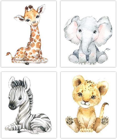 Safari Room Decor, Animal Pictures For Kids, Safari Animal Wall Art, Safari Nursery Art, Safari Baby Animals, Baby Animal Art, Baby Nursery Art, Baby Animal Drawings, Safari Animals Nursery