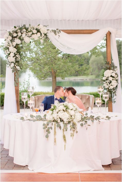 Wedding Backdrop For Sweetheart Table, An Empty Picture Frame For Wngagement Parties, Wedding Head Table Trellis, Simple Rustic Bride And Groom Table, Sign In Front Of Sweetheart Table, Bride And Geoom Table, Wedding Flowers In Front Of Band, Back Drop For Wedding Table, Head Table Arbor