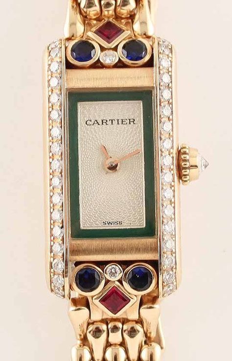 Cartier Watch, My choice style in watches, not that I can afford it. Cartier Vintage Jewelry, Vintage Cartier Jewelry, Cartier Art Deco, Vintage Cartier Watch, Cartier Vintage, Stile Preppy, Art Deco Watch, Fancy Watches, Cartier Jewelry