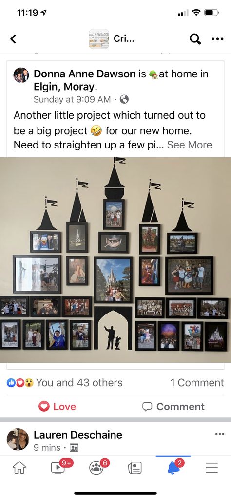 Disney Castle Photo, Disney Picture Frames, Hallway Gallery Wall, Castle Photo, Castle Pictures, Bow Template, Disney Wall, Disney Decor, Disney Castle