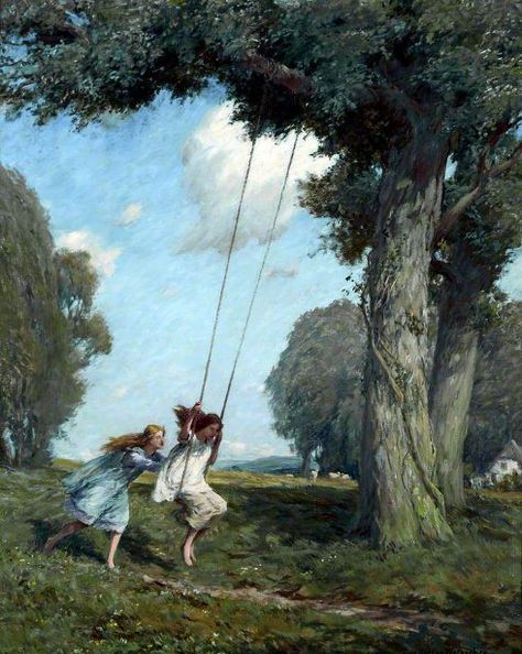 Playing At The Park, American Gallery, Rennaissance Art, Art Ancien, Children Playing, Art Et Illustration, Art Uk, Paintings I Love, The Swing