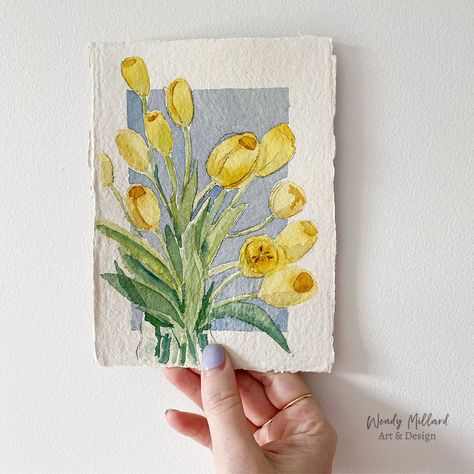 Watercolor Spring Cards, Things To Paint Acrylic, Painting Ideas Floral, Watercolor Inspo Easy, Watercolor Mini Paintings, Spring Art Ideas, Watercolor Art Simple, Water Coloring Painting Ideas, Watercolor Card Ideas