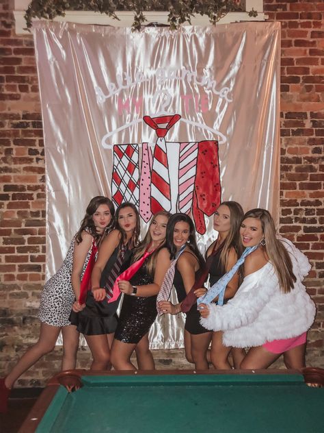 My Tie Sorority Banner, Semi Themes Sorority, My Tie Banner Sorority, My Tie Date Party Sorority, Sorority Semi Formal Themes, Semi Formal Themes Sorority, Sorority Formal Themes Ideas, My Tie Sorority Party, Sorority Formal Themes