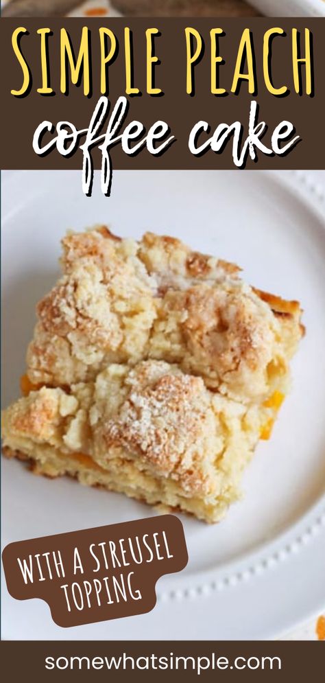 Peach Streusel Coffee Cake is the ultimate sweet breakfast treat. Imagine a fluffy cake base loaded with juicy peaches, all under a crumbly, buttery streusel topping. It's perfectly balanced in sweetness, letting the peach flavor star. Peach Coffee Cake Recipes, Peach Streusel, Peach Coffee Cake, Peach Coffee, Toast Recipe Breakfast, Crumb Cakes, Eclair Recipe, Peach Pie Filling, Sourdough Recipe