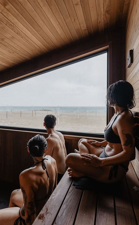 The Saltwater Sauna | Nordic Bathing Sauna Photo Shoot, Sauna Aesthetic, Nordic Sauna, Sauna Outdoor, Swedish Aesthetic, Benefits Of Nature, Sauna Benefits, Indoor Sauna, Finnish Sauna