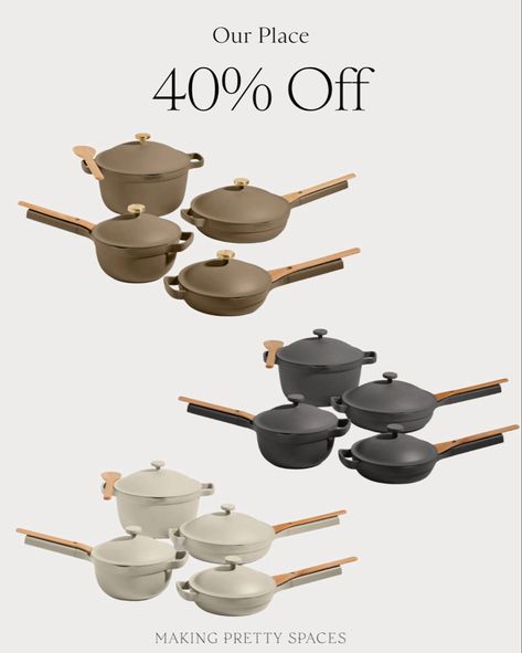 Aesthetic Pots And Pans, Pots And Pans Aesthetic, Aesthetic Pots, Neutral House, Pots And Pans Sets, Brown Home Decor, Our Place, Pan Set, Cookware Set