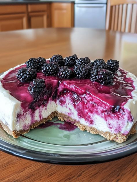 Blackberry Cheesecake 🫐 

🫐 𝗜𝗻𝗴𝗿𝗲𝗱𝗶𝗲𝗻𝘁𝘀 🫐
For the Crust:
1 ½ cups graham cracker crumbs 🍪
1/3 cup unsalted butter, melted 🧈
1/4 cup granulated sugar 🍬
For the Cheesecake Filling:
1 ¼ cups heavy cream 🥛
2 teaspoons gelatin powder 🍮
1/4 cup cold water 💧
2 (8 oz) packages cream cheese, room temperature 🧀
2/3 cup granulated sugar 🍬
2 teaspoons vanilla extract 🌱 Red Velvet Cheesecake Brownies, Gelatin Powder, Cheesecake Ingredients, Showstopper Cakes, Blackberry Cheesecake, Cheesecake Squares, Banana Pudding Cheesecake, Caramel Tart, Caramel Cheesecake