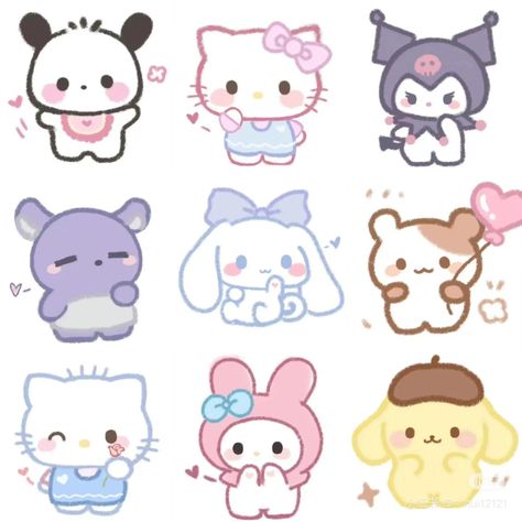 Sticker Album Diy, Yarn Crafts For Kids, Pusheen Cute, Cute Sanrio, Cute Easy Doodles, Kitty Drawing, Hello Kit, Hello Kitty Drawing, Scrapbook Stickers Printable