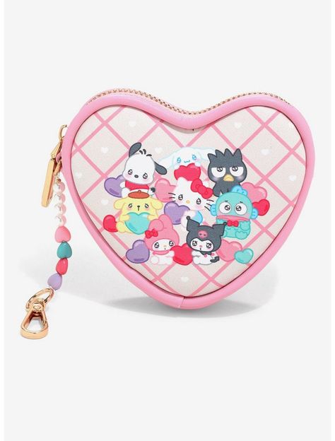 Sanrio Hello Kitty and Friends Emo Kyun Heart Coin Purse — BoxLunch Exclusive Heart Coin Purse, Sanrio Bag, Hello Kitty Purse, Heart Coin, Kuromi My Melody, Hello Kitty Bag, Hello Kitty And Friends, Fun Crafts To Do, Plush Backpack