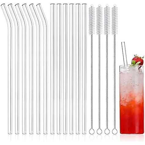 Reusable Drinking Straw, Smoothie Straw, Cleaning Brushes, Drinking Straw, Drink Straw, Heat Resistant Glass, Bar Glassware, Glass Straws, Drinking Glass