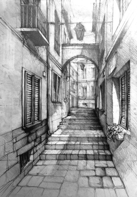 Landscape Design Drawings, Architecture Sketches, Architecture Drawing Sketchbooks, Arte Doodle, Perspective Drawing Architecture, Seni Dan Kraf, Landscape Sketch, City Drawing, Landscape Design Plans