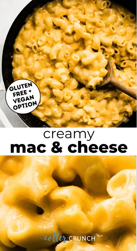 This easy Gluten Free Mac and Cheese Recipe is cheesy, creamy, and so tasty your guests will never guess that it’s egg-free, gluten-free, nut-free, and with a vegan-option, too! Serve it as a side dish, or bulk it up to make a complete meal. Gluten Free Mac And Cheese Recipe, Cotter Crunch, Vegan Cheese Sauce Recipe, Gluten Free Mac And Cheese, Gluten Free Entrees, Gluten Free Meal Plan, Easy Cheese Recipes, Creamy Macaroni And Cheese, Soy Free Vegan