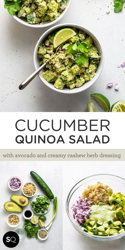 Quinoa Salad With Avocado, Cucumber Quinoa Salad, Healthy Light Lunches, Quinoa Recipes Dinner, Vegan Quinoa Salad, Quinoa Recipes Healthy, Herb Dressing, Quinoa Salad Recipe, Best Healthy Dinner Recipes