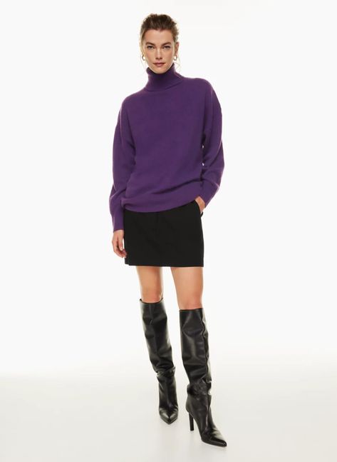 Babaton luxe cashemere rosemont turtleneck sweater - Dewberry Purple - $67.99 CAD Purple Turtle Neck Outfit, Purple Turtleneck Outfit, Fall Wishlist, Purple Turtleneck, Purple Turtle, Turtleneck Outfit, Shorts Sweatpants, Fully Fashioned, Cashmere Turtleneck