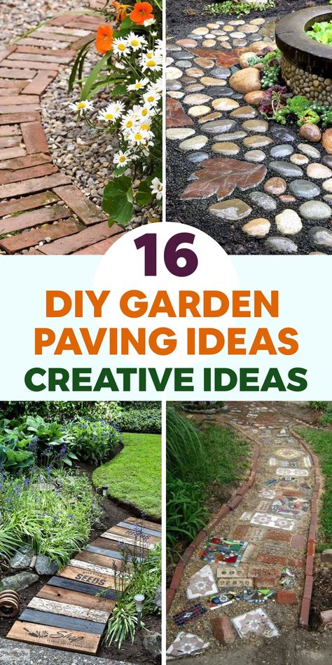 Discover creative ways to transform your outdoor area with these simple DIY garden paving concepts. Whether you prefer minimalistic stepping stones or more complex designs, there's an option suitable for all tastes and expertise levels. Take the opportunity to immerse yourself in a weekend project and elevate the look of your garden effortlessly! Garden Paving Ideas, Mini Rock Garden, Garden Diy On A Budget, Fall Landscaping, Mailbox Landscaping, Pebble Garden, Paving Ideas, Paving Design, Pathway Landscaping