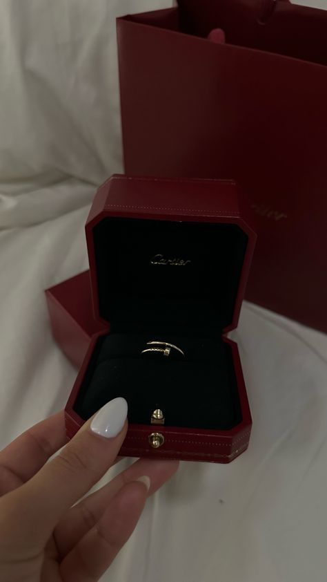 Cartier ring, cartier nail ring, cartier juste un clou ring, cartier ring stack, cartier jewelry, cartier thin ring, cartier nail ring small, white nail inspo, luxury jewelry inspo, jewelry inspo Cartier Screw Ring, Cartier Rings Aesthetic, Cartier Un Clou Ring, Cartier Clou Ring, Just Un Clou Ring, Cartier Ring Aesthetic, Ring Stack Cartier, Cartier Ring Stack, Cartier Nail Ring