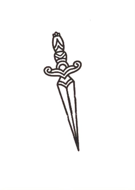 Traditional Tattoo Nails, Small Dagger Tattoo Simple, Dagger Tattoo Stencil, Tattoo Outline Simple, Simple Dagger Tattoo, Traditional Dagger Tattoo, Historical Tattoos, Art Inspired Tattoos, Learn To Tattoo