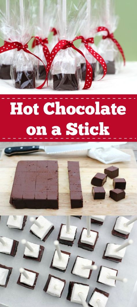 Hot Chocolate And Marshmallows Gift, Diy Hot Chocolate On A Stick Recipe, How To Make Hot Chocolate On A Stick, Hot Chocolate Sticks Recipe, Hot Chocolate Cubes, Candy Spoons For Hot Chocolate, Hot Chocolate Dippers Diy, Hot Chocolate On A Stick Diy, Hot Chocolate Sticks Diy