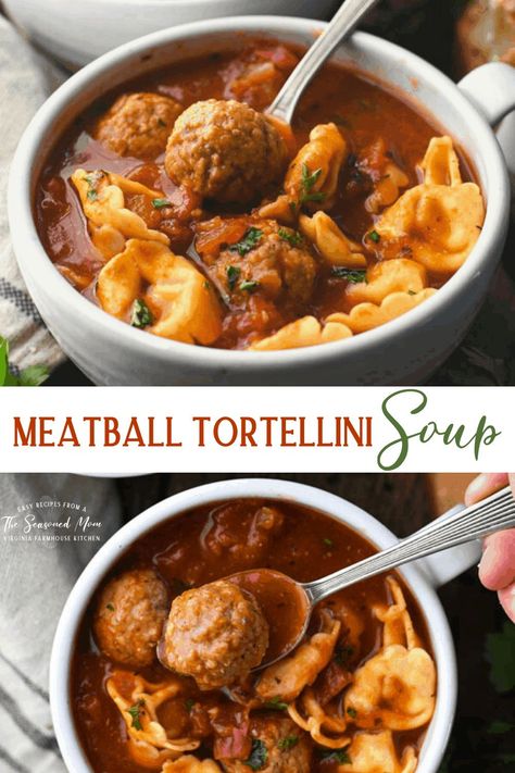 Cheese Tortellini Soup With Meatballs, Instant Pot Meatball Soup Recipes, Cheese Tortellini And Meatball Soup, Meatball Tortilla Soup, Tortellini And Meatball Soup, Meatball Soup With Cheese Tortellini, Meatball Tortellini Soup Crockpot, Italian Meatball Soup Recipes, Meatballs Tortellini