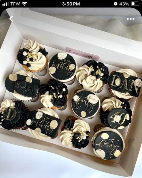 Black And Gold 30th Birthday Cake Men, 60th Birthday Cupcake Ideas, 60th Cupcakes For Men, Cupcake 30th Birthday, 50th Cupcake Ideas For Men, 40th Cupcakes Men, Cupcakes 40th Birthday Woman, 70th Birthday Cupcakes For Men, 60th Birthday Cupcakes For Men